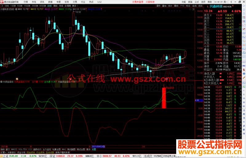 通达信大资金活动 抄底信号准确副图指标公式源码 