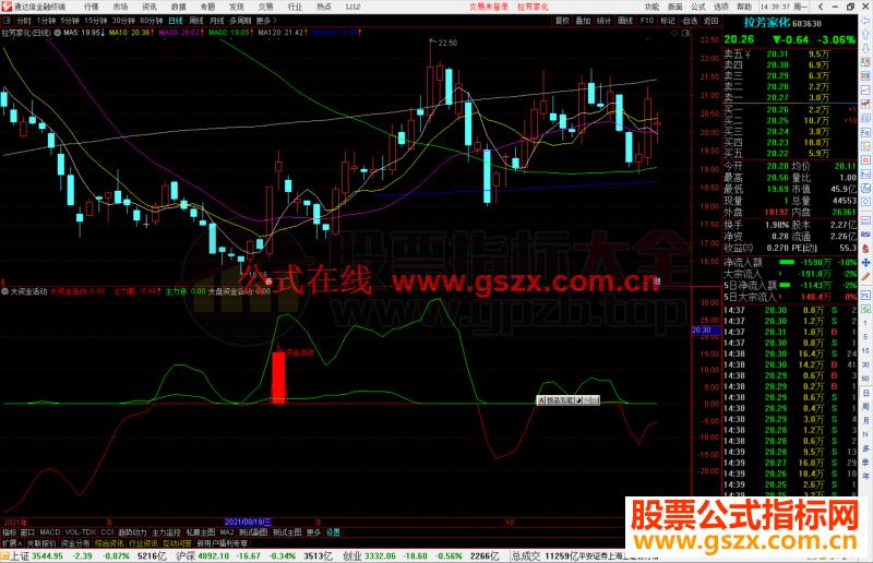 通达信大资金活动 抄底信号准确副图指标公式源码 